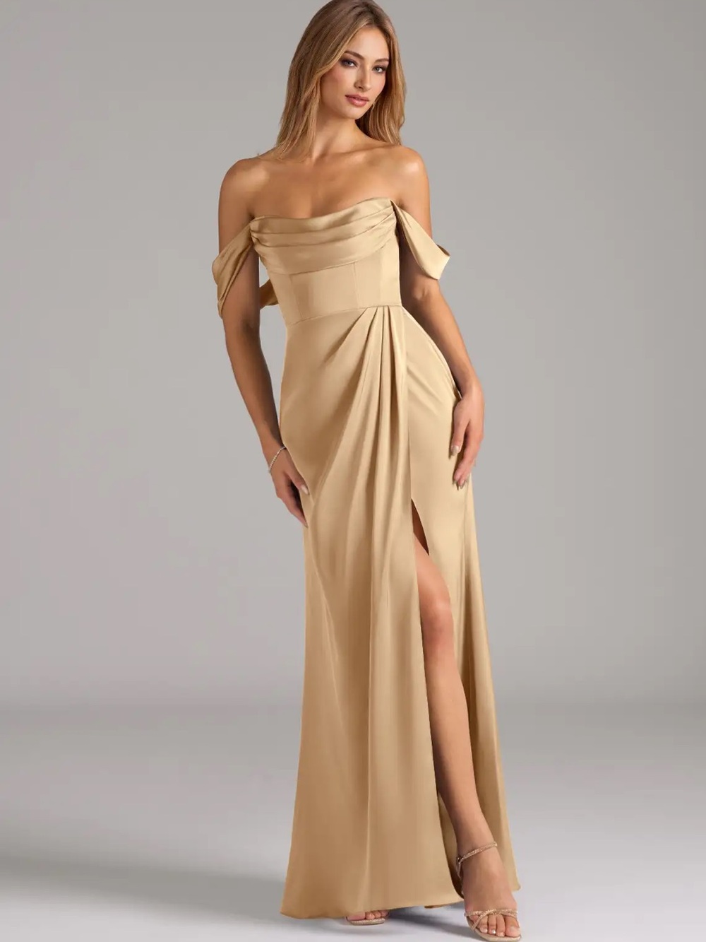 Azazie Johana Champagne Maxi Dress